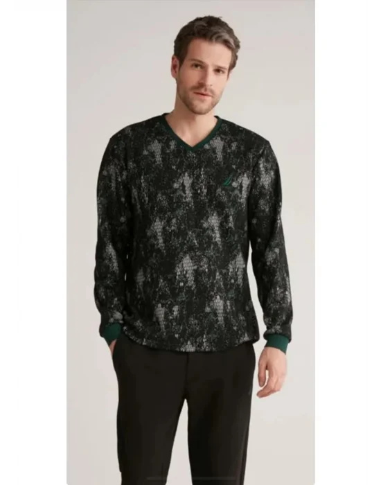 Nautıca M627 Erkek Uzun Kollu V Yaka Pijama Takımı