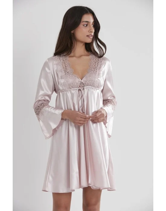 Pierre Cardin 6325 6lı Saten Gecelik Sabahlık Takım