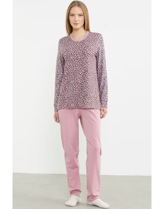 Sementa 76413 Rahat Kalıp Leopar Kombinli Pijama Takım