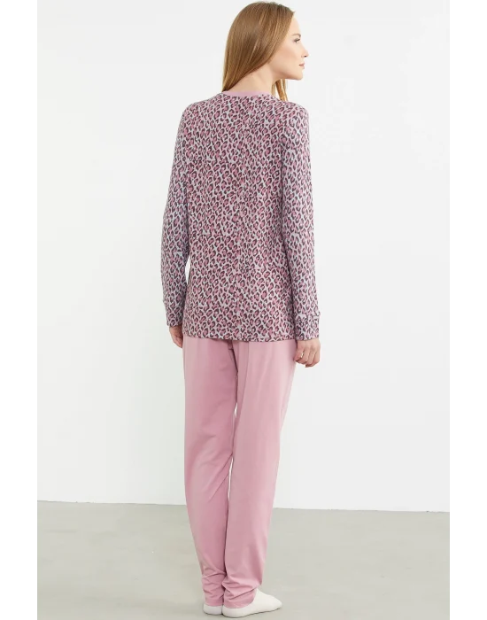 Sementa 76413 Rahat Kalıp Leopar Kombinli Pijama Takım