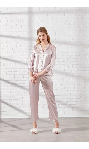 Pierre Cardin 6625 Kısa Gecelikli 6lı İpek Set