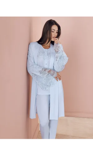 Espuar 757 Penye 3lü Sabahlık Pijama Takımı