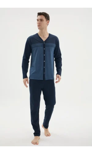 Kocabey Dm-26104 V Yaka Boydan Düğmeli Pijama Takımı