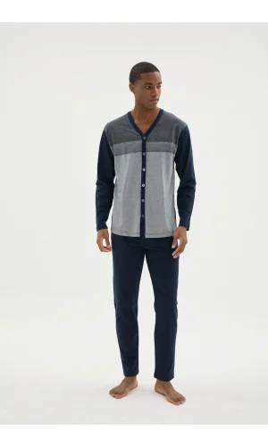 Kocabey Dm-26104 V Yaka Boydan Düğmeli Pijama Takımı