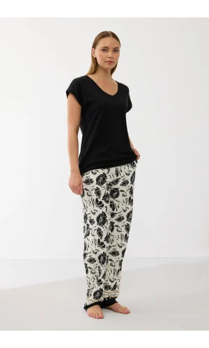 Anıl 11709 Kadın Kısa Kol Tencel Kumaş Desenli Pijama Takımı