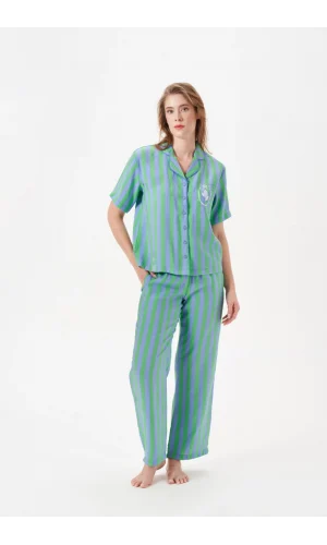 PJS 29043 Kadın Düğmeli Pijama Takımı