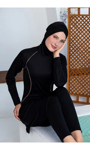 Rozamay 3130 Hila Likralı Uzun Kollu Tesettür Mayo