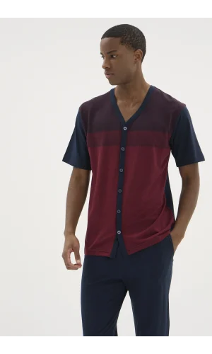 Kocabey KKT-26154 Erkek V Yaka Boydan Düğmeli Pijama Takımı