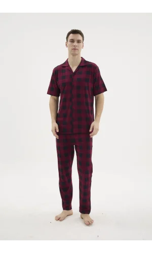 Kocabey KKT-26158 Erkek Apaj Yaka Düğmeli Pijama Takımı