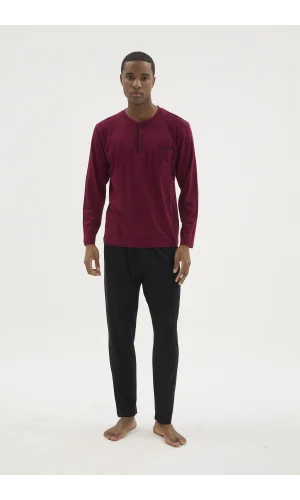 Kocabey BU-26360 Erkek Midi Yaka Battal Pijama Takımı