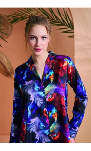 PJS 27079 Kadın Düğmeli Pijama Takımı