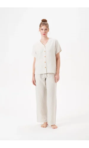 PJS 29098 Kadın Düğmeli Pijama Takım