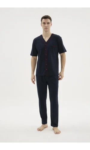 Kocabey 2113V.Yaka Boydan Düğmeli Pijama Takım