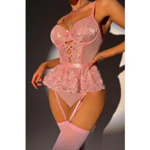 For Dreams 8412 Dantel Büstiyer ve Jartiyer Takım