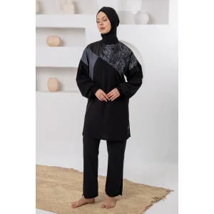 Adasea 1223-P Melody Likralı Uzun Kollu Battal Tesettür Mayo