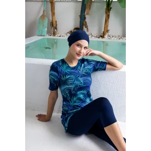 Maresiva 2603 Boomer Likralı Yarım Kollu Tesettür Mayo