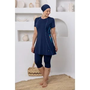 Maresiva 2805 Keeva Likralı Kısa Kollu Battal Tesettür Mayo