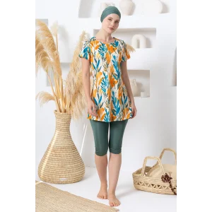 Rozamay 3601 Mıles Likralı Kısa Kollu Tesettür Mayo