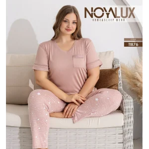 Noyalux 11876 Kadın Battal Kısa Kollu Pijama Takımı