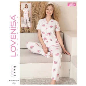 Lovenisa 12087 Kadın Kaşkorse Düğmeli Pijama Takımı