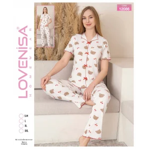 Lovenisa 12086 Kadın Kaşkorse Düğmeli Pijama Takımı