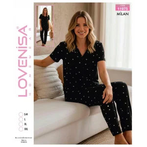 Lovenisa 11975 Kadın Milan Düğmeli Pijama Takımı