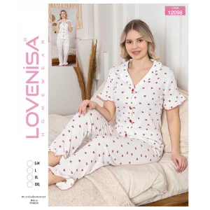 Lovenisa 12098 Kadın Bürümcük Düğmeli Pijama Takımı