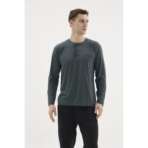 Kocabey BU-26360 Erkek Midi Yaka Battal Pijama Takımı