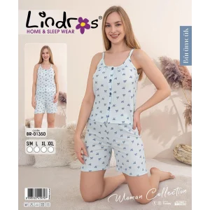 Lindros BR-01350 Kadın İp ASkılı Bürümcük Düğmeli Şort Takım