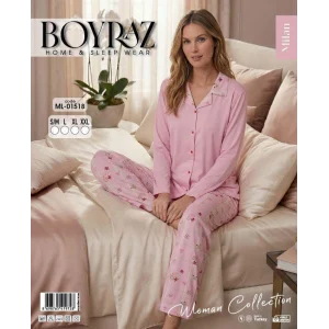 Boyraz ML-01518 Kadın Uzun Kol Boydan Düğmeli Pijama Takımı