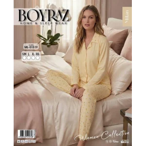 Boyraz ML-01519 Kadın Uzun Kol Boydan Düğmeli Pijama Takımı