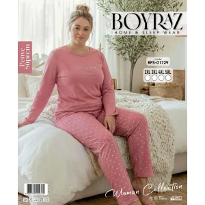 Boyraz BPS-01729 Kadın Battal Uzun Kol Penye Pijama Takımı