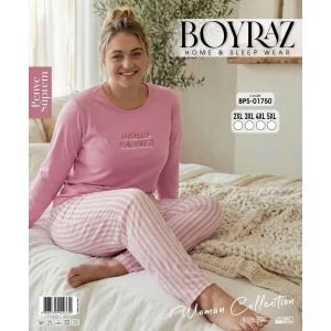 Boyraz BPS-01750 Kadın Battal Uzun Kol Penye Pijama Takımı