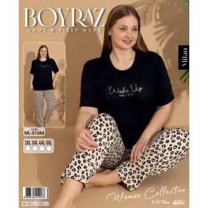 Boyraz ML-01384 Kadın Battal Kısa Kol Milan Pijama Takımı