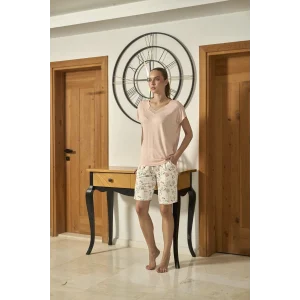 Aqua 26675 Kadın Kısa Kol Desenli Şort Takım