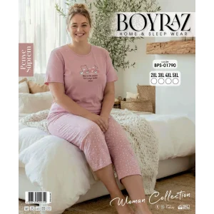 Boyraz BPS-01790  Kadın Battal Kısa Kol Kapri Takım