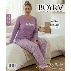 Boyraz BPS-01730  Kadın Battal  Uzun Kollu Pijama Takımı