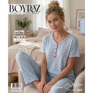 Boyraz PT-01883  Kadın Pointella Kısa Kol Pijama Takımı