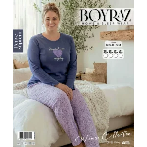 Boyraz BPS-01803  Kadın Battal  Uzun Kollu Pijama Takımı
