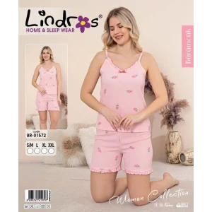 Lindros BR-01572 Kadın İp Askılı Bürümcük Şortlu Takım