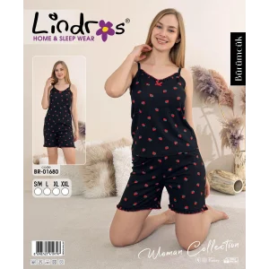 Lindros BR-01680 Kadın İp Askılı Bürümcük Şortlu Takım