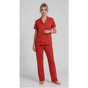 Les Boutons LB 1004 Kadın Düğmeli Kısa Kol Pijama Takımı