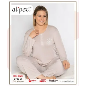Alperi B790-38 Battal Kadın Uzun Kol Pijama Takımı