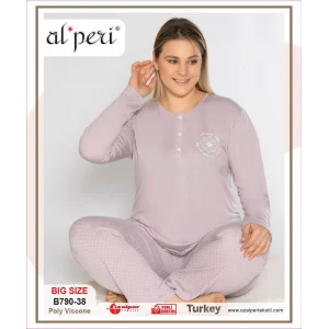 Alperi B790-38 Battal Kadın Uzun Kol Pijama Takımı