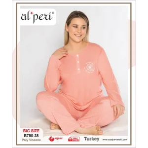 Alperi B790-38 Battal Kadın Uzun Kol Pijama Takımı