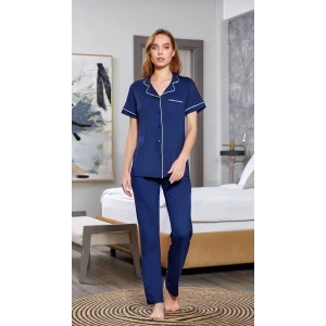 Aqua 25526 Kısa Kol Gömlek Yaka Pijama Takımı