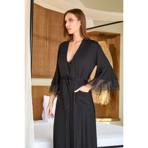 Aqua 25589 Kadın Uzun Şifon Detay Sabahlık