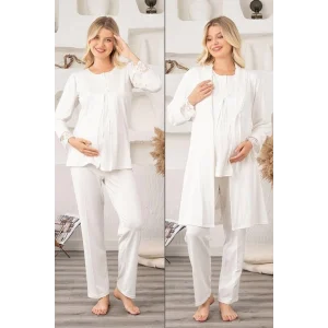 Bone 5905 Kadın Lohusa Viskon Klasik 3Lü Pijama Takımı