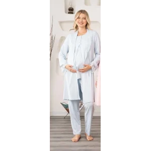 Bone 5905 Kadın Lohusa Viskon Klasik 3Lü Pijama Takımı