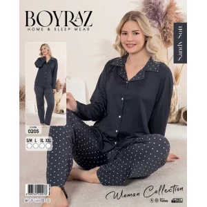 Boyraz 0205 Kadın Sandy Patlı Uzun Kol Pijama Takımı